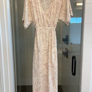 Floral Wrap Dress in Cream and Red